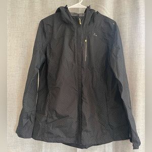 Paradox lightweight black rain jacket with green detail LARGE